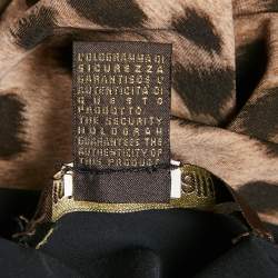 Roberto Cavalli Brown Leopard Print Jersey Ruche Short Dress S