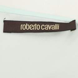 Roberto Cavalli Blue Printed Silk Top L