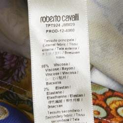 Roberto Cavalli Multicolor Printed Jersey Round Neck Short Dress S  