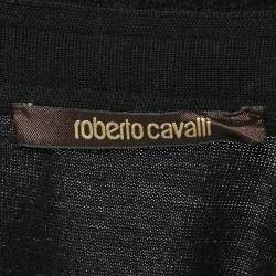 Roberto Cavalli Black Wool Ruffle Neck Detail V-Neck Sweater M