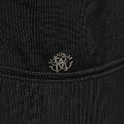 Roberto Cavalli Black Wool Ruffle Neck Detail V-Neck Sweater M