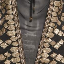 Roberto Cavalli Black Embellished Silk Knit Tank Top M