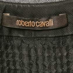 Roberto Cavalli Black Embellished Silk Tie-Up Detail Kaftan Top S