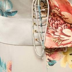 Pre Owned Roberto Cavalli Grey Floral Print Jersey Halter Neck Mini Dress M