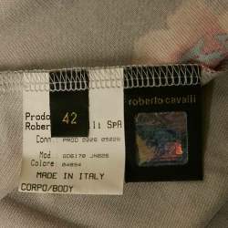 Pre Owned Roberto Cavalli Grey Floral Print Jersey Halter Neck Mini Dress M