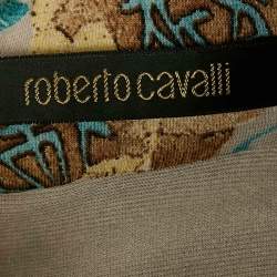 Pre Owned Roberto Cavalli Grey Floral Print Jersey Halter Neck Mini Dress M