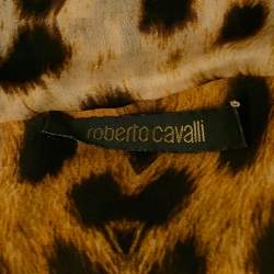 Roberto Cavalli Brown Leopard Print Silk Blouse M