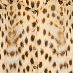 Roberto Cavalli Brown Leopard Print Silk Blouse M