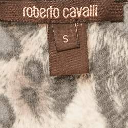 Roberto Cavalli Brown Printed Jersey Tank Top S
