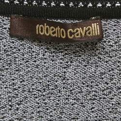 Roberto Cavalli Monochrome Patterned Jacquard Stretch Knit Top S