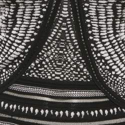 Roberto Cavalli Monochrome Patterned Jacquard Stretch Knit Top S