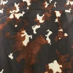 Roberto Cavalli Black/Brown Printed Satin Silk Maxi Skirt L