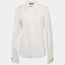 Roberto Cavalli Cream Cotton Long Sleeve Shirt L