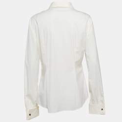 Roberto Cavalli Cream Cotton Long Sleeve Shirt L