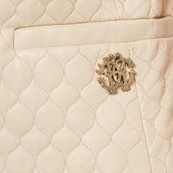 Roberto Cavalli Pink Quilted Leather Zip Front Jacket S
