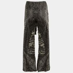 Roberto Cavalli Black Printed Silk Wide leg Trousers S