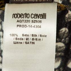 Roberto Cavalli Black Printed Silk Wide leg Trousers S