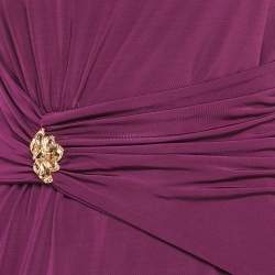 Roberto Cavalli Pink Jersey Draped Metal Detail Short Dress M