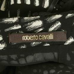 Roberto Cavalli Black Print Crepe Halter Neck Maxi Dress M