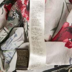 Roberto Cavalli  White Printed Silk Chiffon Ruffled Sheer Top S
