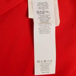 Roberto Cavalli Red Silk Chiffon Ruffle Neck Sheer Shirt S