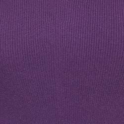 Pre Owned Roberto Cavalli Purple Knit Cut Shoulder Frayed Detail Bodycon Dress M