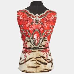 مملوكة مسبقًا Roberto Cavalli Red Floral Print Jersey Sleeveless Top S