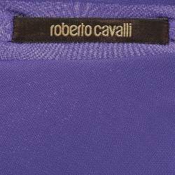Roberto Cavalli Purple Crepe Lace Back Midi Dress S