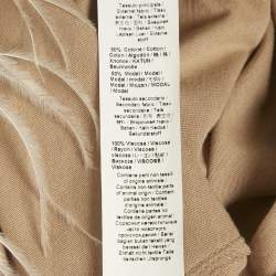 Pre Owned Roberto Cavalli Beige Cotton and Modal Faux Feather Detail T-Shirt XS