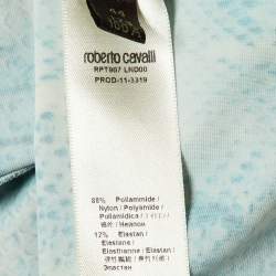 Roberto Cavalli Blue Snake Print Jersey Sleeveless Dress M