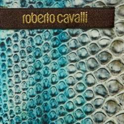 Roberto Cavalli Blue Snake Print Jersey Sleeveless Dress M