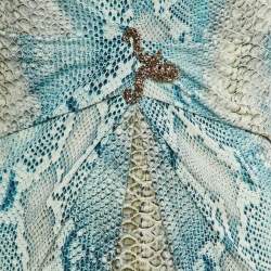 Roberto Cavalli Blue Snake Print Jersey Sleeveless Dress M