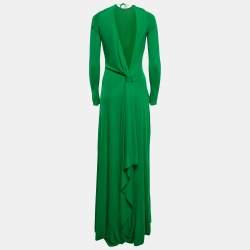 Roberto Cavalli Green Jersey Wrap Gown M