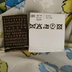 Pre Owned Roberto Cavalli White/Blue Floral Print Silk Ruffled Blouse M