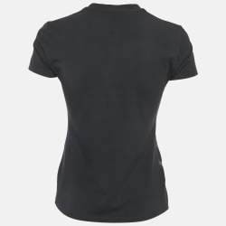 Pre Owned Roberto Cavalli Black Logo Print Cotton Crew Neck T-Shirt S