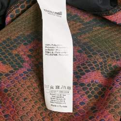 Pre Owned Roberto Cavalli Burgundy Animal Printed Chiffon Palazzo Pants S