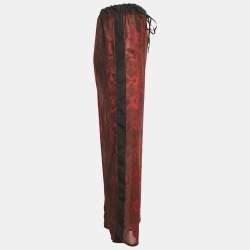 Pre Owned Roberto Cavalli Burgundy Animal Printed Chiffon Palazzo Pants S