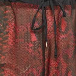 Pre Owned Roberto Cavalli Burgundy Animal Printed Chiffon Palazzo Pants S