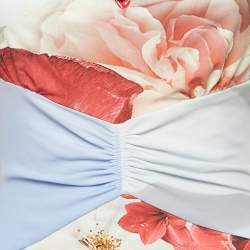 Pre Owned Roberto Cavalli Multicolor Floral Print Jersey Brooch Detail Maxi Dress S