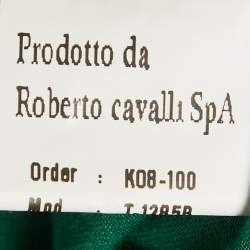 Pre Owned Roberto Cavalli Green Jersey Snake Detail Top S