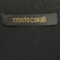 Pre Owned Roberto Cavalli Black Embellished Lace Up Jersey Top M