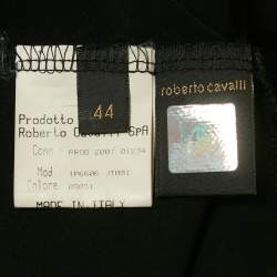 Pre Owned Roberto Cavalli Black Embellished Lace Up Jersey Top M