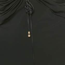 Pre Owned Roberto Cavalli Black Embellished Lace Up Jersey Top M