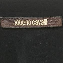 Pre Owned Roberto Cavalli Black Grommet Detail Skirt and Top Set M/L