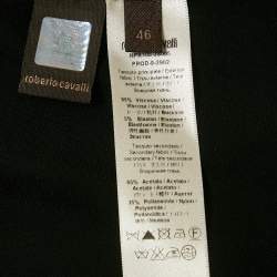 Pre Owned فستان روبرتو كافالي أسود مزين مطرز كريب ميني مقاس كبير (لارج)