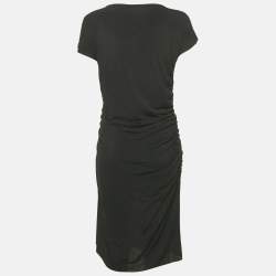 Pre Owned فستان روبرتو كافالي أسود مزين مطرز كريب ميني مقاس كبير (لارج)