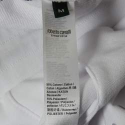 Pre Owned Roberto Cavalli Sport White Logo Print Cotton Joggers M