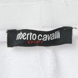 Pre Owned Roberto Cavalli Sport White Logo Print Cotton Joggers M