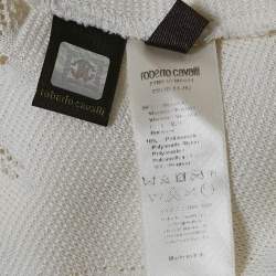 Pre Owned Roberto Cavalli White Perforated Knit Top & Maxi Skirt Set M