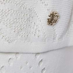 Pre Owned Roberto Cavalli White Perforated Knit Top & Maxi Skirt Set M